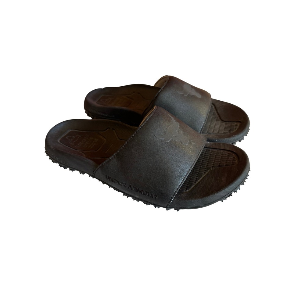 Under Armour Project Rock Slide Sandals Mens 8 Black Michelin Gripper